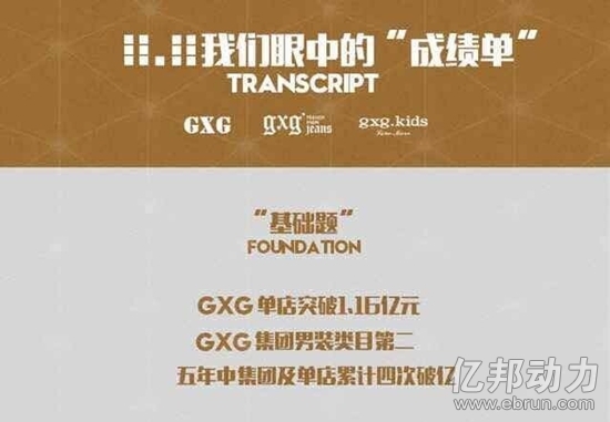 GXG双11单店销售过亿位列男装类目第二