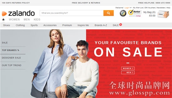 欧洲最大时尚电商Zalando 网站